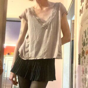 Kimchi Blue Urban Outfitters Boho Lace Trim V-Neck Top - M